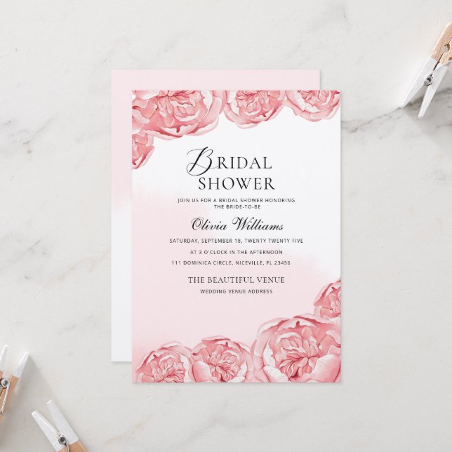 Convite Peonies Chá de panela (Frente/Verso In Situ)