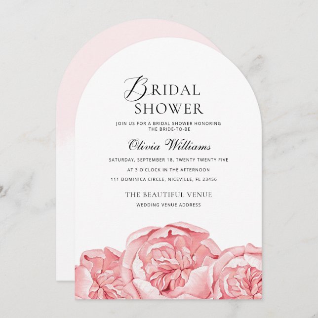 Convite Peonies Chá de panela (Frente/Verso)