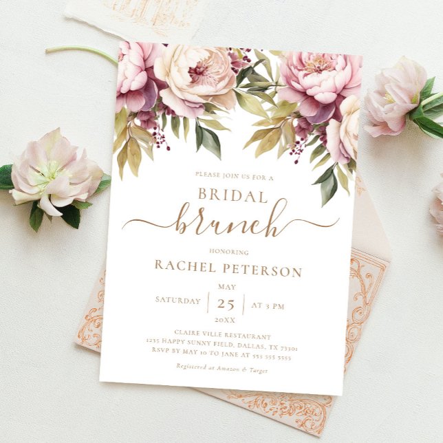 Convite Peonies Floral Foliage Chá de panela Boho (Criador carregado)