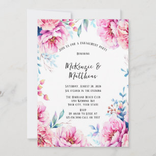 Convite Peonies Pink Airy Floral Festa de noivado