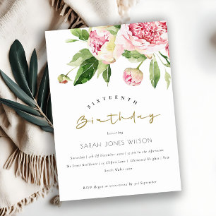 Convite Peônio Floral Suave Com 16 Anos De Idade, Doce