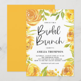 Convite Peony Amarelo e Rosa Floral Wreath Bridal Brunt