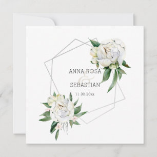 Convite *~* PEONY AR15 Flaoral QR RSVP Frame Wedding