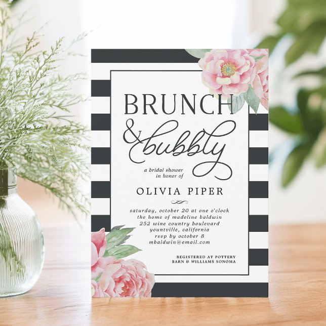 Convite Peony Brunch e Chá de panela de Bubble (Criador carregado)