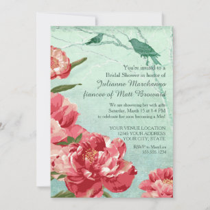Convite Peony de Chá de panela Chintz com Flor bonito