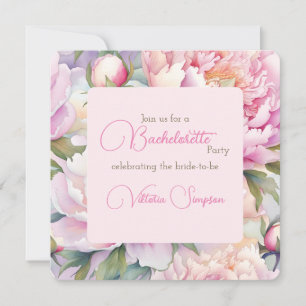 Convite Peony Floral Blush Festa de solteira