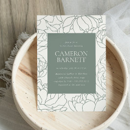 Convite Peony Garden Sage Green Floral Chá de panela