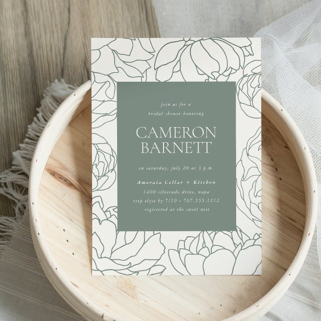 Convite Peony Garden Sage Green Floral Chá de panela (Criador carregado)
