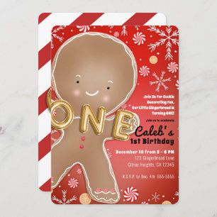 Convite Peppermint Gingerbread Man ONE primeiro aniversari