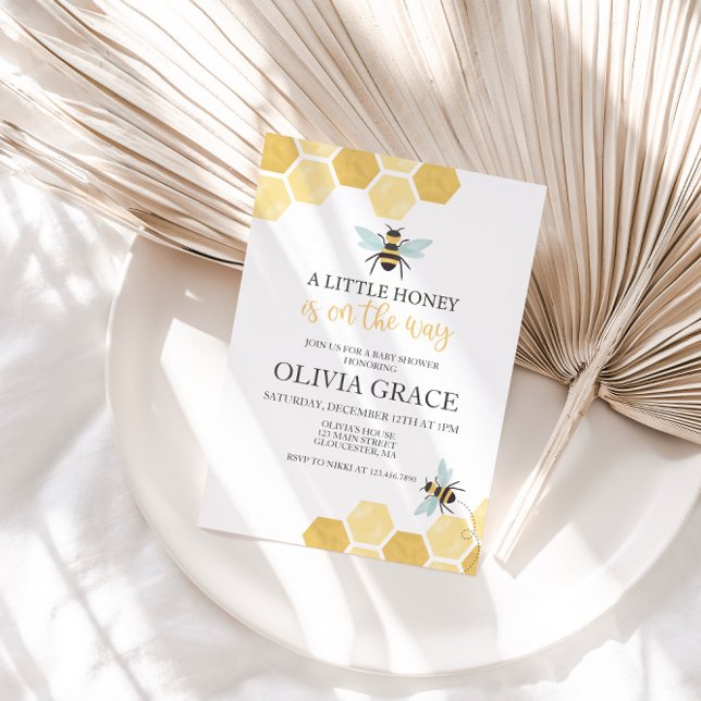 Convite Pequena abelha Chá de fraldas de abelha (Criador carregado)
