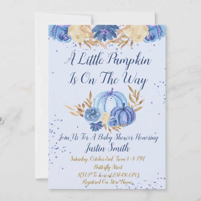 Convite Pequena Abóbora Está No Caminho Do Chá de fraldas  (Frente)