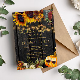 Convite Pequena abóbora no caminho cair chá de fraldas rús