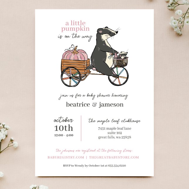 Convite Pequena abóbora no caminho Casais Chá de fraldas (Criador carregado)