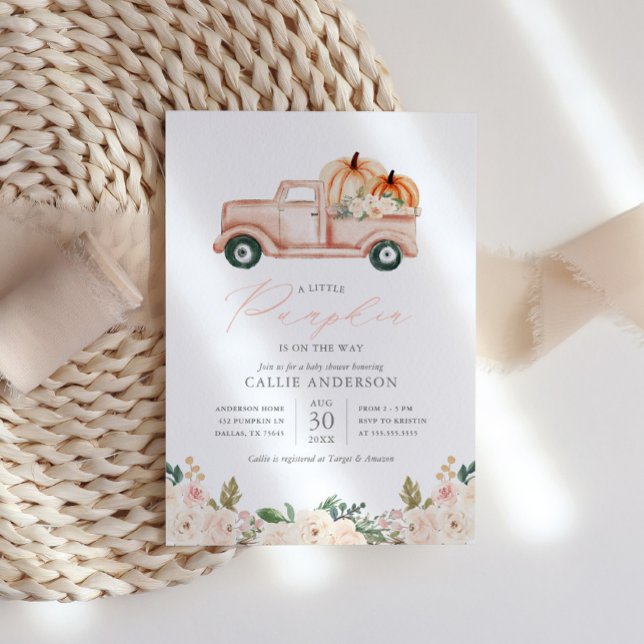 Convite Pequena Abóbora no Caminho da Chá de fraldas Flora (Criador carregado)