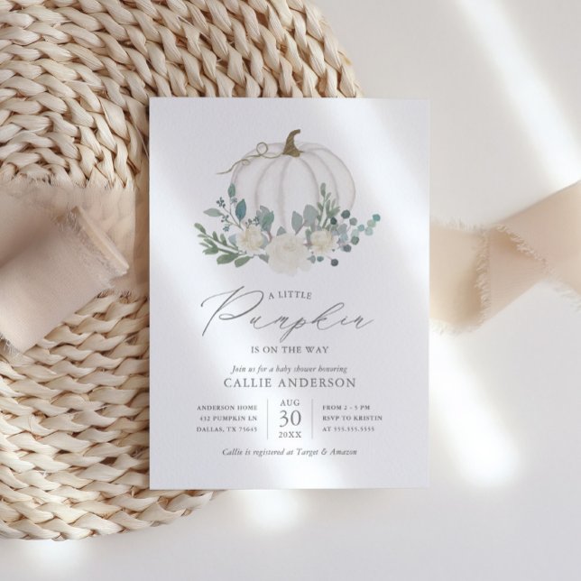 Convite Pequena Abóbora no Caminho da Chá de fraldas Flora (Criador carregado)