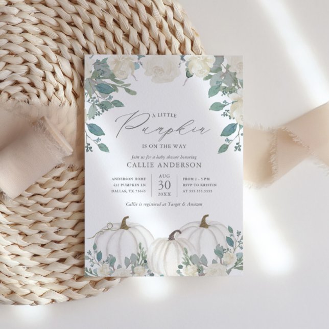 Convite Pequena Abóbora no Caminho da Chá de fraldas Flora (Criador carregado)