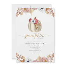 Pequena Abóbora Outono Floral Aquarela Chá de Bebê
