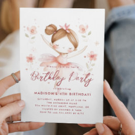 Convite Pequena Ballerina e Flores Festa de aniversário Ro