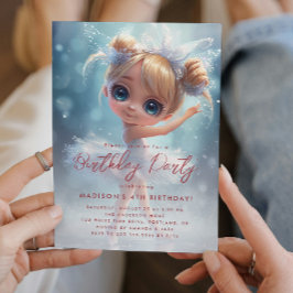 Convite Pequena Ballerina, Festa de aniversário branca e a