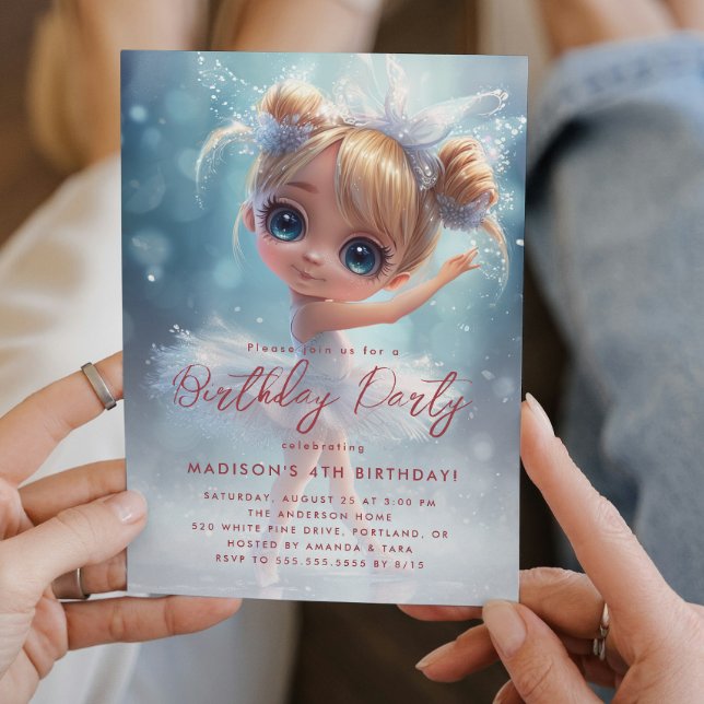 Convite Pequena Ballerina, Festa de aniversário branca e a (Criador carregado)