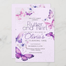 Convite Pequena Borboleta Meninas primeiro aniversario Rox