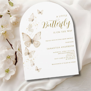 Convite Pequena borboleta Sexo Chá de fraldas neutro