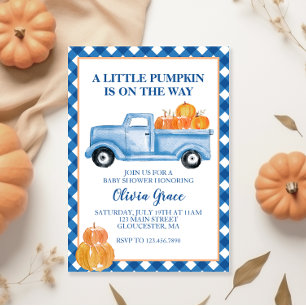 Convite Pequena caminhonete azul Little Pumpkin Festa de B