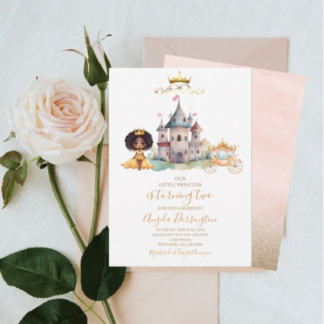 Convite Pequena celebração real princesa aquarela (Criador carregado)