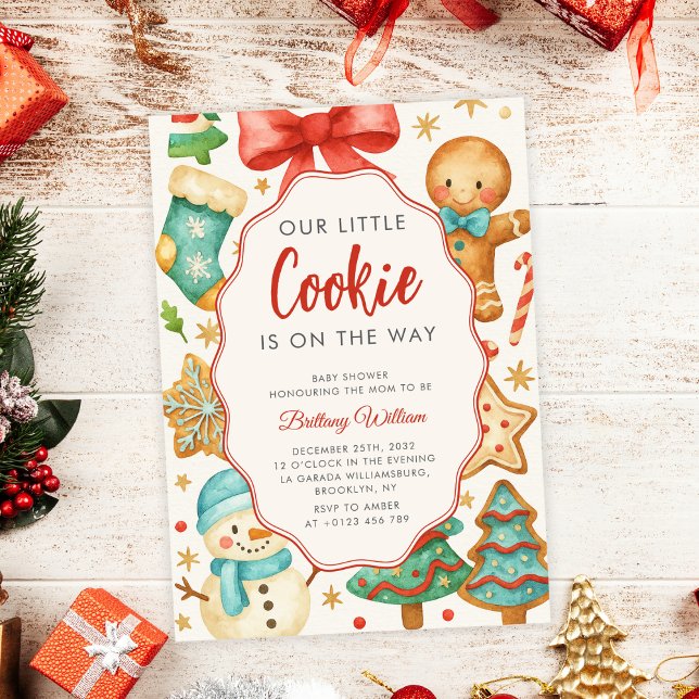 Convite Pequena Chá de fraldas de Natal da Cookie (Criador carregado)