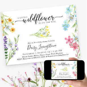 Convite Pequena Chuvada de Flores Silvestres Aguarela Baby