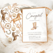 Pequena Cowgirl Moderna Chá de fraldas do Rodeo Oc