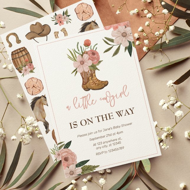 Convite Pequena Cowgirl no Caminho Chá de fraldas (Criador carregado)