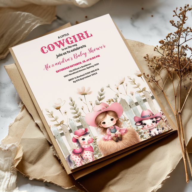 Convite Pequena Cowgirl no Caminho Chá de fraldas (Criador carregado)
