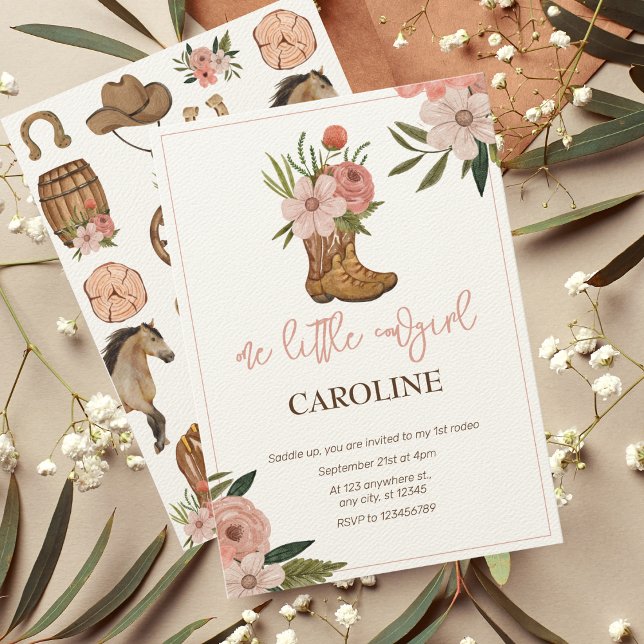 Convite Pequena Cowgirl Primeiro primeiro aniversario Rode (Criador carregado)