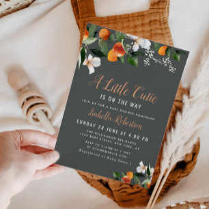 Convite PEQUENA CUTIE   chá de fraldas de laranjas de cit