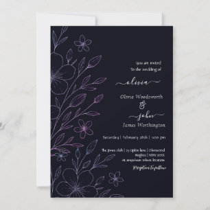 Convite Pequena e simples vinha floral minimalista branca