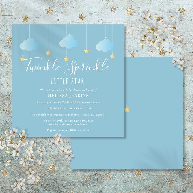 Convite Pequena Estrela Bebê Chuva de Bênçãos (Twinkle Sprinkle Little Star Baby Sprinkle Shower Invitation)