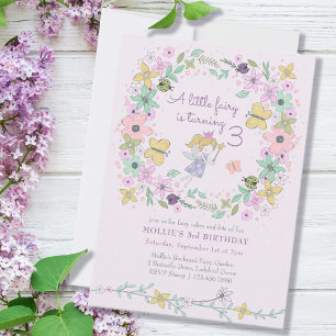 Convite Pequena Fada Jardim de Flores Caprichosas Menina A