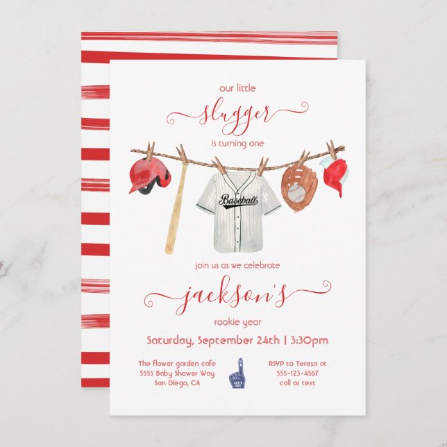 Convite Pequena Festa de aniversário de linha de malha de  (Frente/Verso)