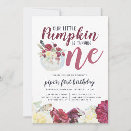 Convite Pequena Festa de aniversário Floral de outono