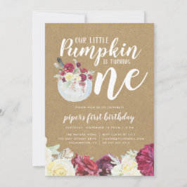 Convite Pequena Festa de aniversário Floral de outono