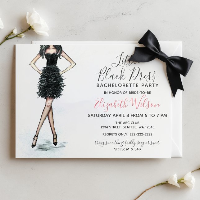 Convite Pequena Festa de solteira de Vestido Negro Alto (Little Black Dress High Heels Bachelorette Party Invitation)