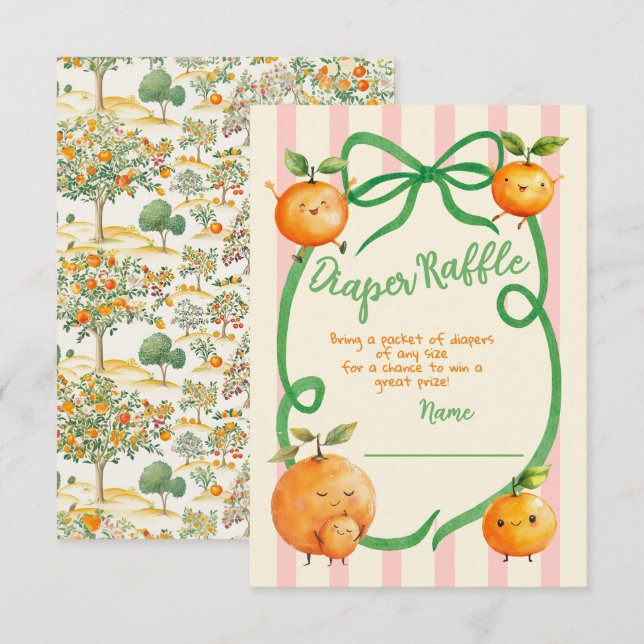 Convite Pequena Fralda de Chá de fraldas Cutil Raffle (Frente/Verso)