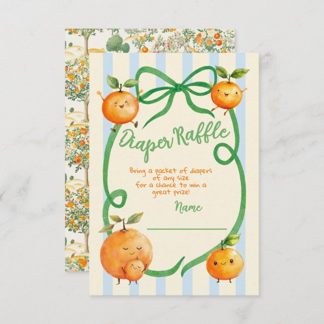 Convite Pequena Fralda de Chá de fraldas Cutil Raffle (Frente/Verso)