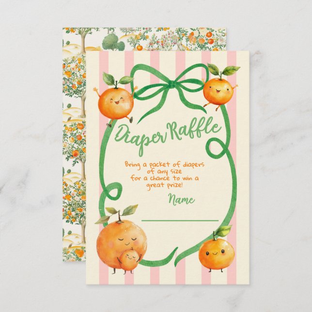 Convite Pequena Fralda de Chá de fraldas Cutil Raffle (Frente/Verso)