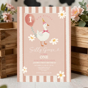 Convite Pequena Gansa Boba Daisy Menina 1º Aniversário