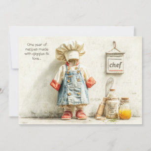 Convite Pequena Garota Chef - Divertimento ao Cozinhar pri