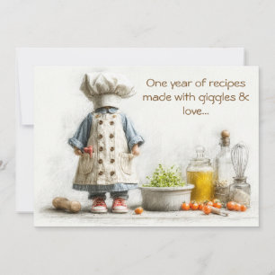 Convite Pequena Garota Chef - Divertimento ao Cozinhar pri