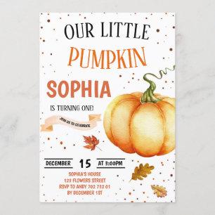 Convite Pequena Garota De Pumpkin Aniversário Cai Em Confe