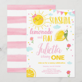 Convite Pequena limonada rosada limão-de-sol